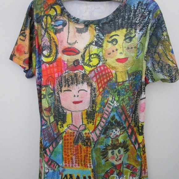 Multi Face Print Knit Top UPV 50 Sun Protection Short Sleeve - Picture 1 of 10